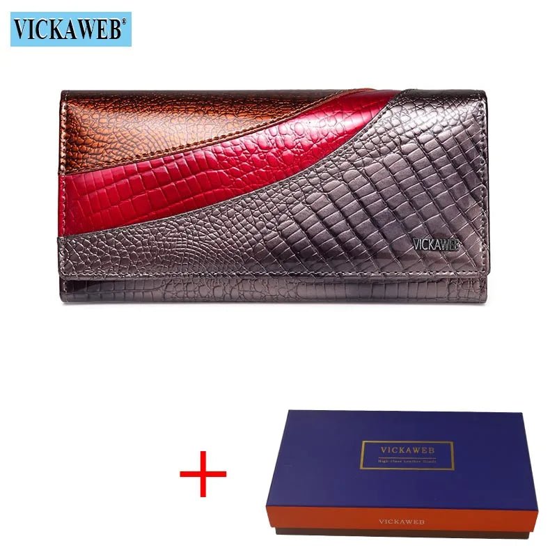 Wallet Female Patchwork Long Women Wallets Genuine Leather Purses Ladies Vintage Hasp Purse Alligator Standard Wallets - thewrightstore