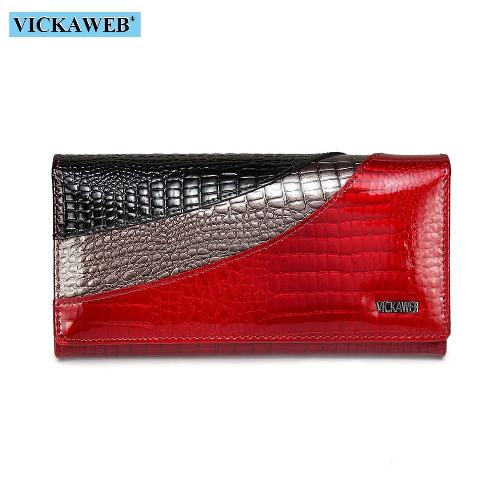 Wallet Female Patchwork Long Women Wallets Genuine Leather Purses Ladies Vintage Hasp Purse Alligator Standard Wallets - thewrightstore