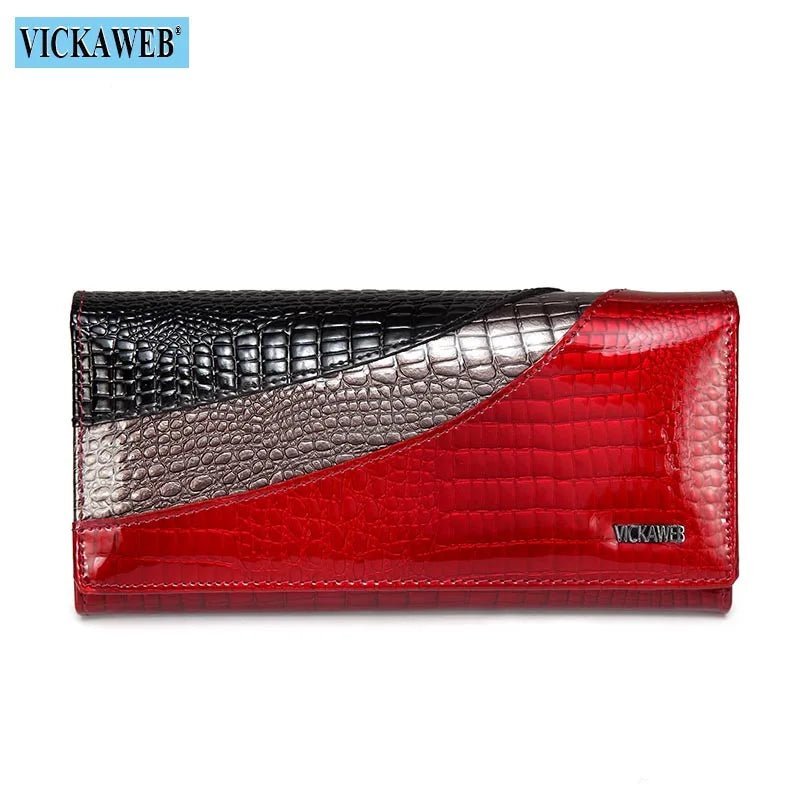 Wallet Female Patchwork Long Women Wallets Genuine Leather Purses Ladies Vintage Hasp Purse Alligator Standard Wallets - thewrightstore