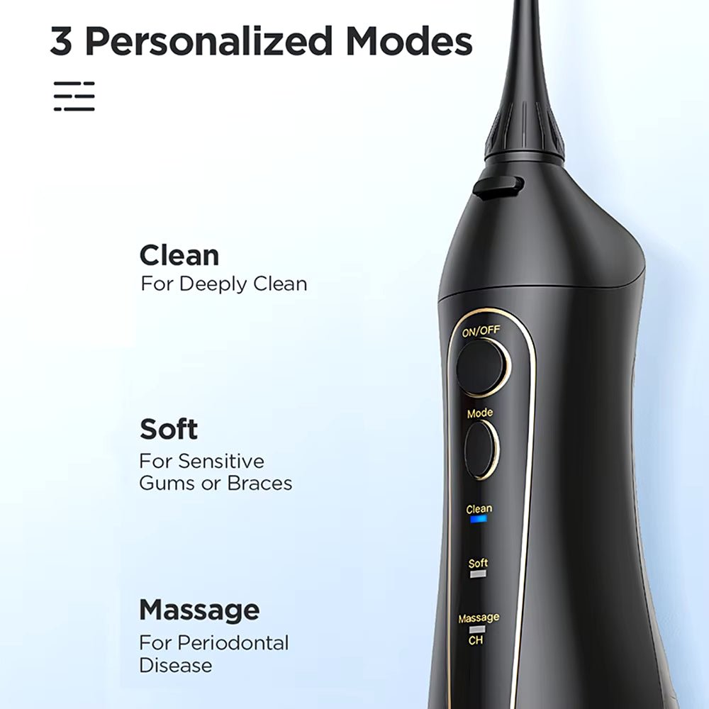 Water Flossers for Teeth 300ML Oral Irrigator Rechargeable Portable Dental 3 Modes Water Tank Waterproof Teeth Cleaner - thewrightstore