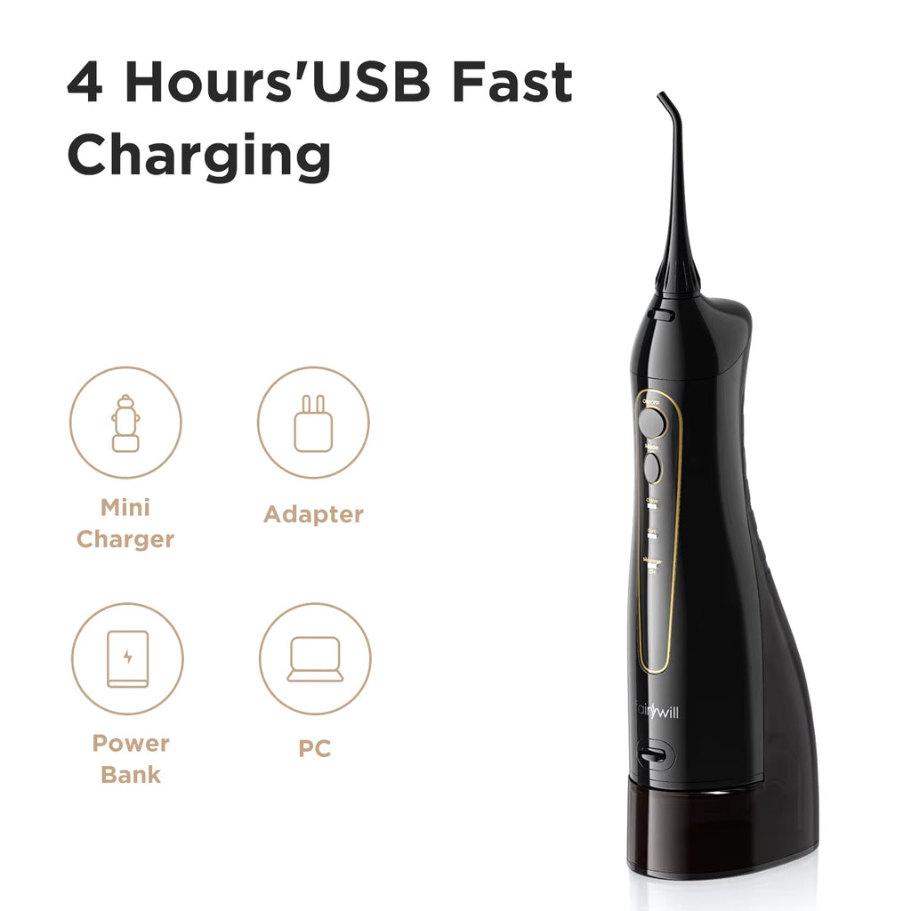 Water Flossers for Teeth 300ML Oral Irrigator Rechargeable Portable Dental 3 Modes Water Tank Waterproof Teeth Cleaner - thewrightstore
