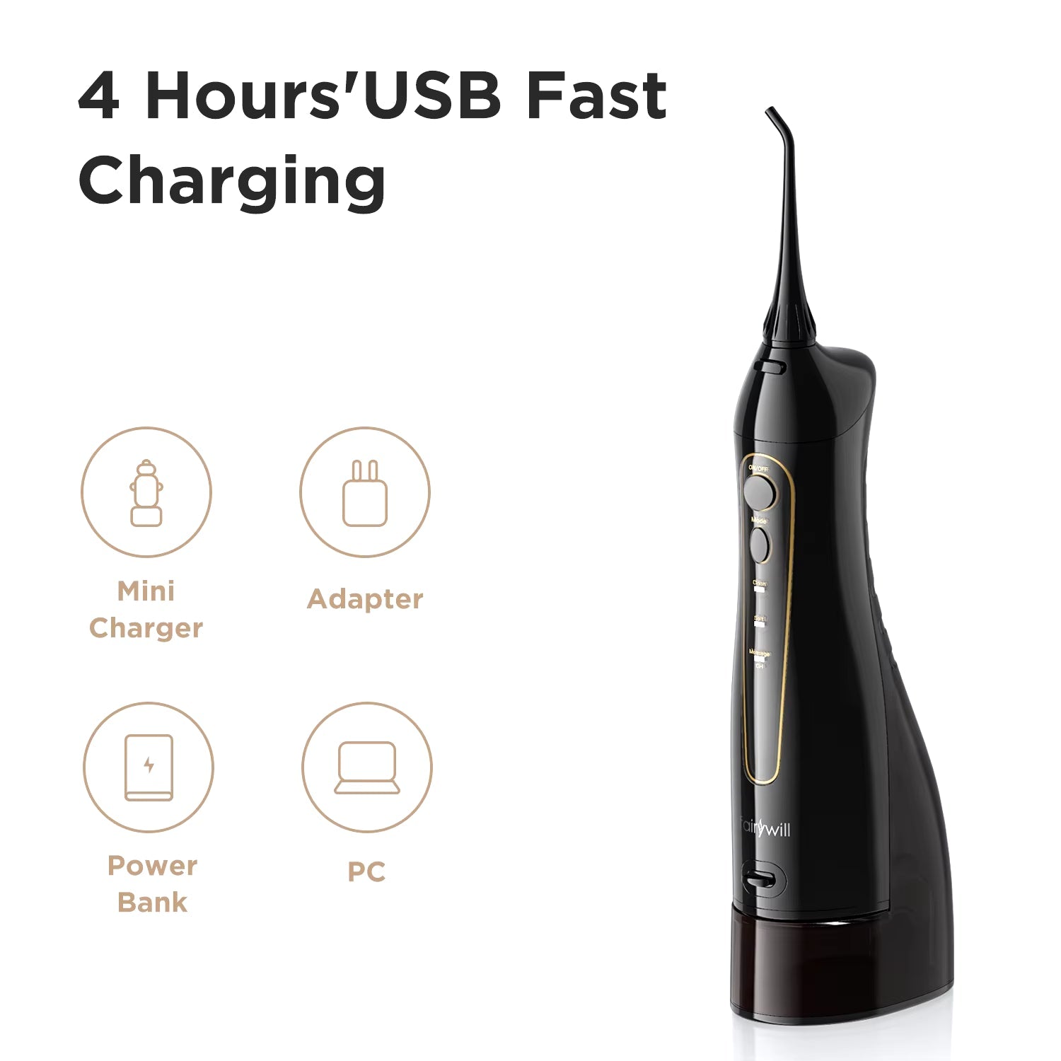 Water Flossers for Teeth 300ML Oral Irrigator Rechargeable Portable Dental 3 Modes Water Tank Waterproof Teeth Cleaner - thewrightstore