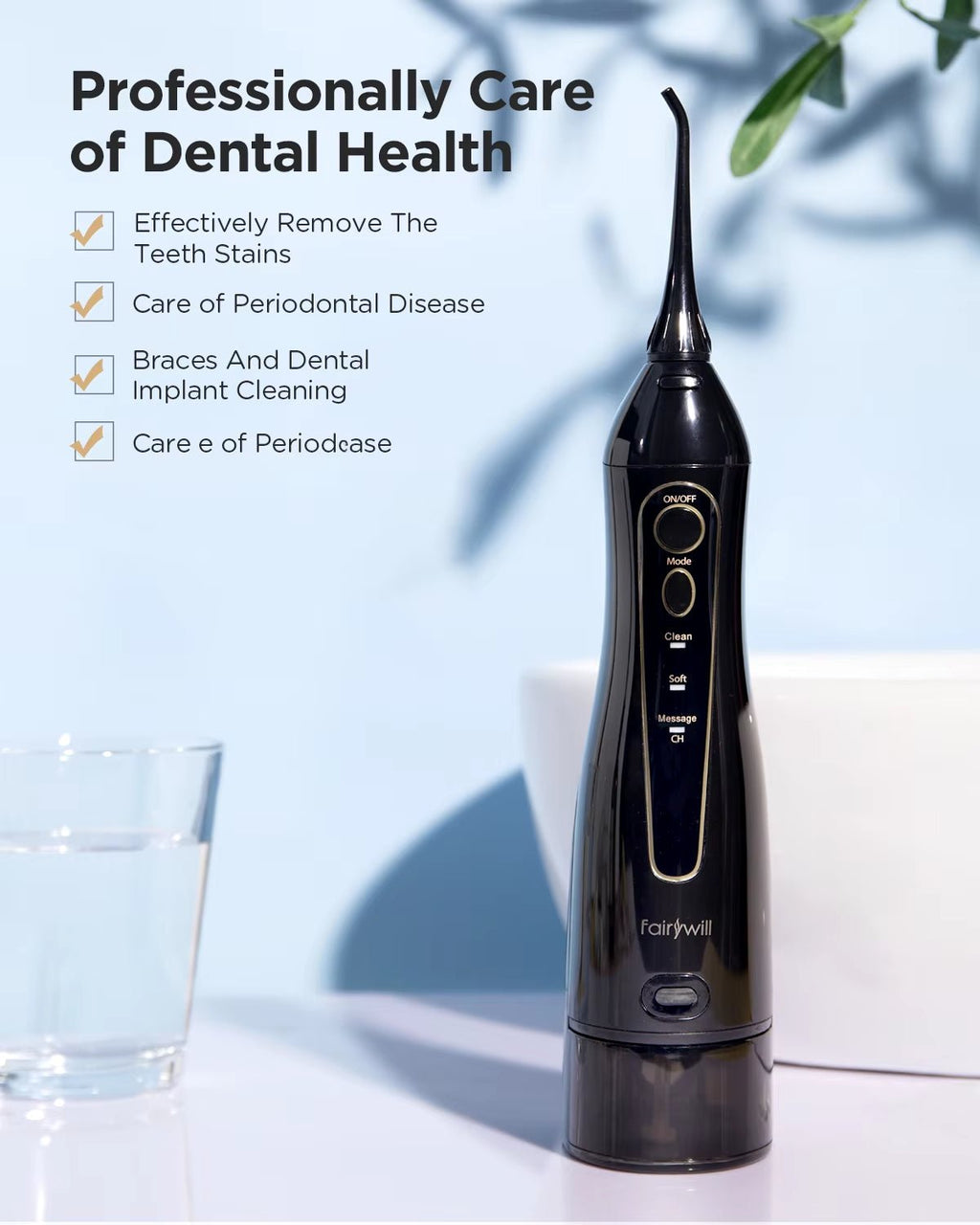 Water Flossers for Teeth 300ML Oral Irrigator Rechargeable Portable Dental 3 Modes Water Tank Waterproof Teeth Cleaner - thewrightstore