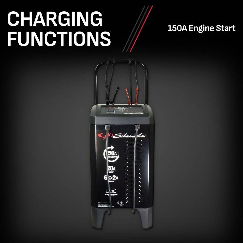 Wheeled Automatic 150A Car Battery Charger and Engine Starter, 20A Boost, 12V for Power Sport, Auto, Marine Batteries - thewrightstore