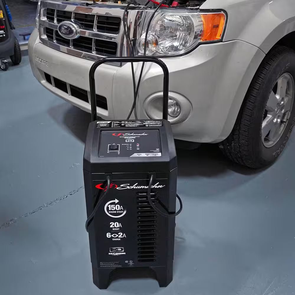 Wheeled Automatic 150A Car Battery Charger and Engine Starter, 20A Boost, 12V for Power Sport, Auto, Marine Batteries - thewrightstore