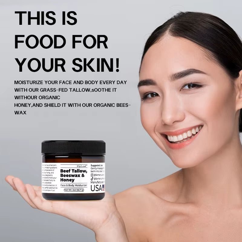 Whipped Beef Tallow and Honey Balm Moisturizing Beef Tallow Face Cream Body Lotion Grass Fed Grass Finished Face Cream Care - thewrightstore