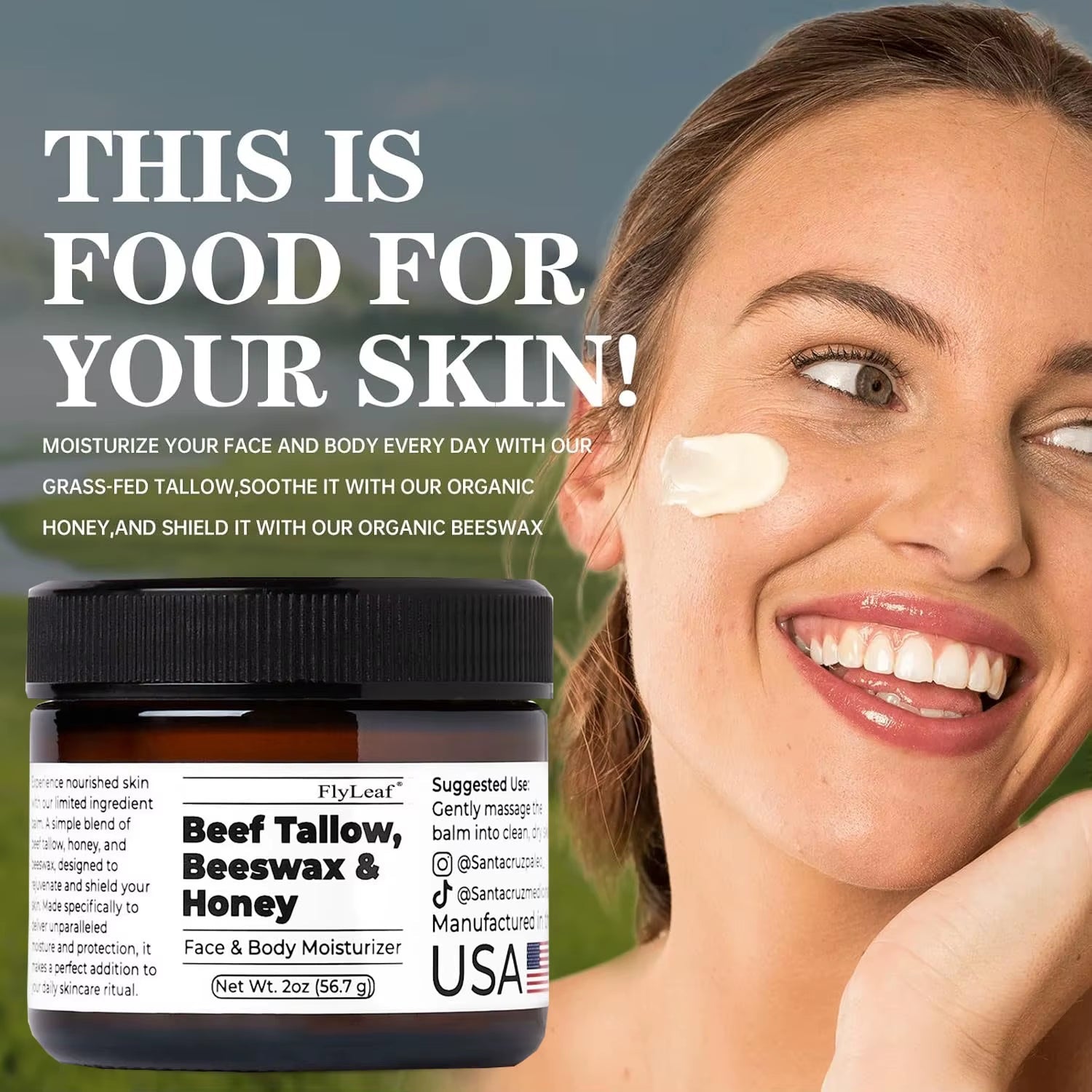 Whipped Beef Tallow and Honey Balm Moisturizing Beef Tallow Face Cream Body Lotion Grass Fed Grass Finished Face Cream Care - thewrightstore