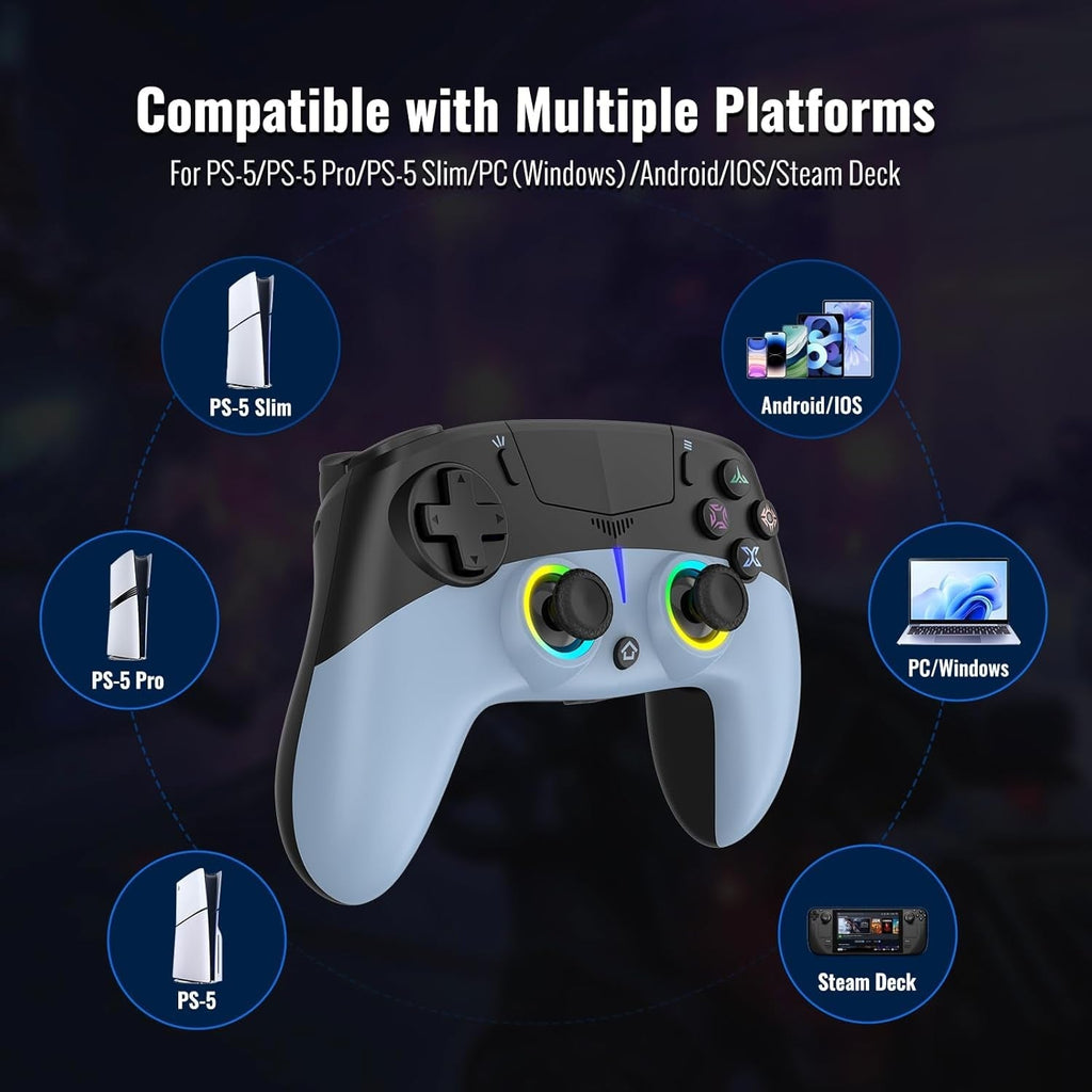 Wireless PS5 Controller with Hall Effect Sticks, RGB Lighting, Motion Control, Dual Vibration for PC - thewrightstore