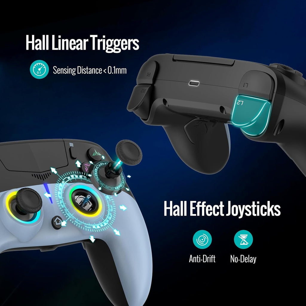 Wireless PS5 Controller with Hall Effect Sticks, RGB Lighting, Motion Control, Dual Vibration for PC - thewrightstore