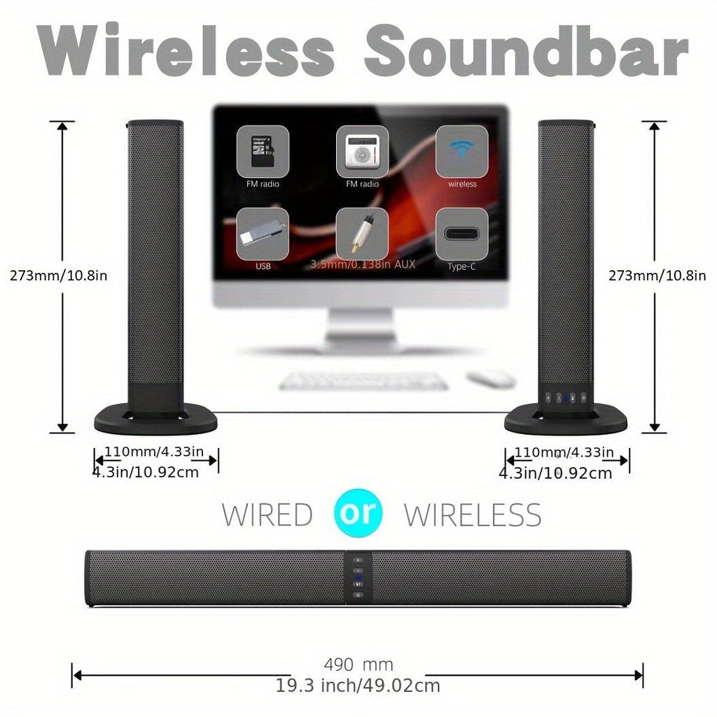 Wireless Soundbar for TV – 2 - in - 1 Detachable Bluetooth Speaker - thewrightstore