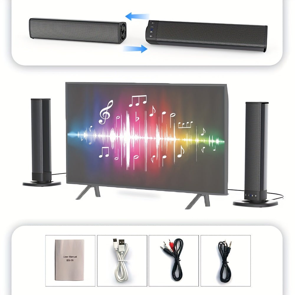 Wireless Soundbar for TV – 2 - in - 1 Detachable Bluetooth Speaker - thewrightstore