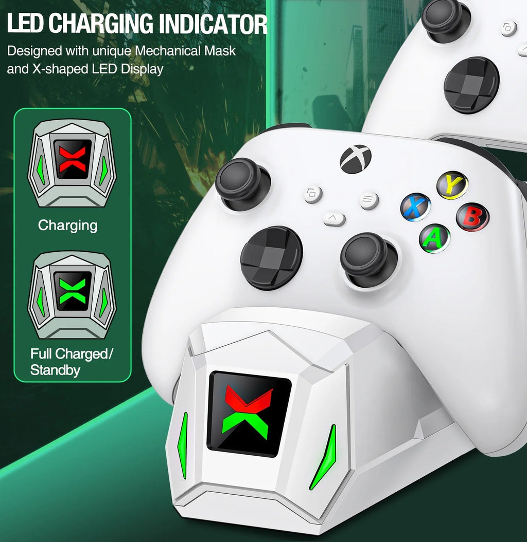Xbox Controller Charger Station with 2 X5520Mwh Rechargeable Battery Pack for Xbox Series X|S, Xbox One, One S, One X & Elite Controllers - thewrightstore