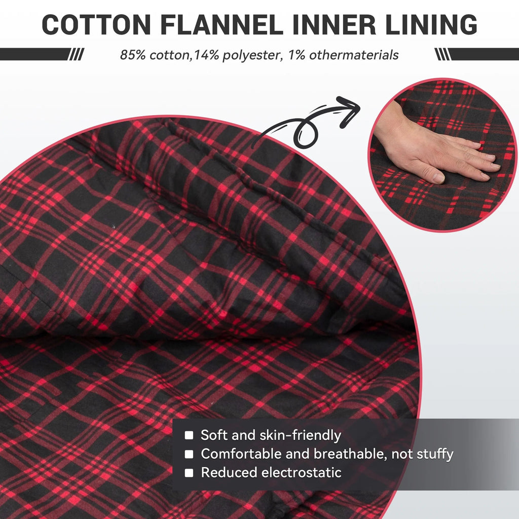 XL Cotton Flannel Sleeping Bags, Oversized Weatherproof 3 - Season Sleep Bag with Hood for Camping & Hiking & Backpacking, 17.6℉ - 54℉ (Black) - thewrightstore