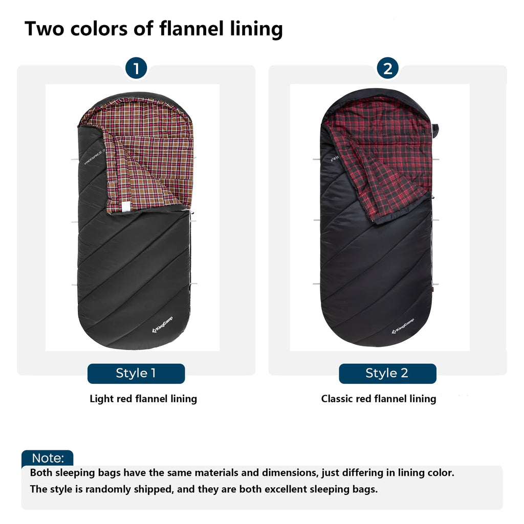 XL Cotton Flannel Sleeping Bags, Oversized Weatherproof 3 - Season Sleep Bag with Hood for Camping & Hiking & Backpacking, 17.6℉ - 54℉ (Black) - thewrightstore