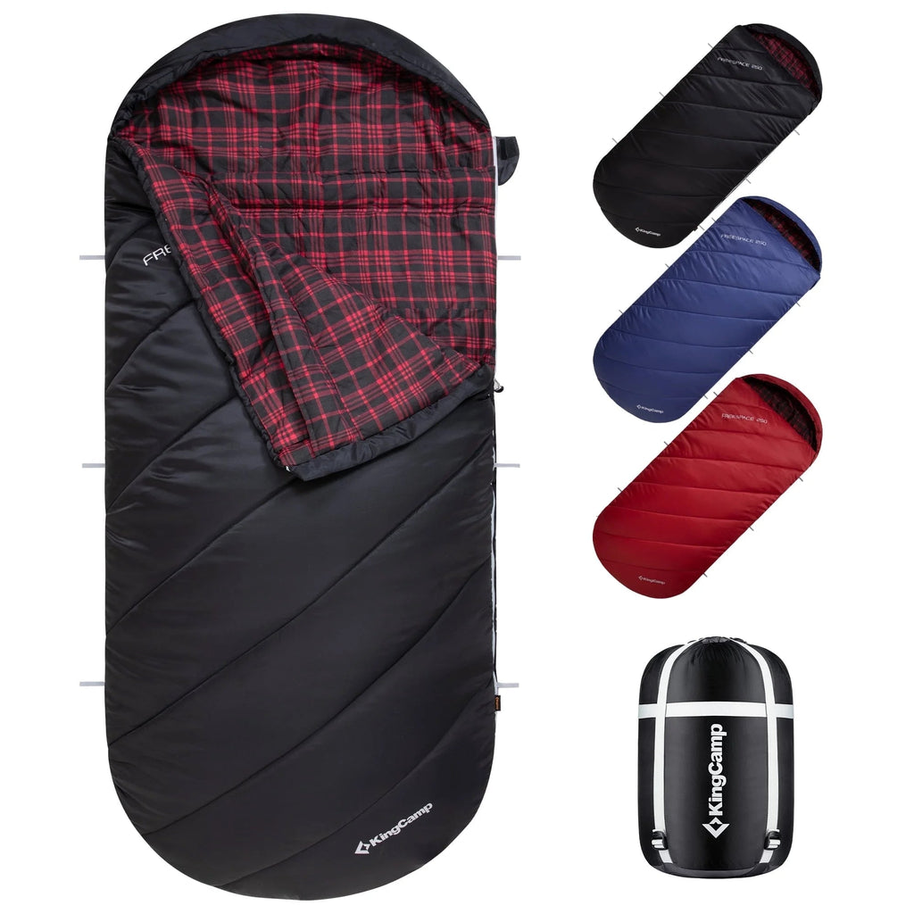 XL Cotton Flannel Sleeping Bags, Oversized Weatherproof 3 - Season Sleep Bag with Hood for Camping & Hiking & Backpacking, 17.6℉ - 54℉ (Black) - thewrightstore
