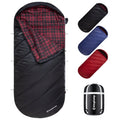 XL Cotton Flannel Sleeping Bags, Oversized Weatherproof 3 - Season Sleep Bag with Hood for Camping & Hiking & Backpacking, 17.6℉ - 54℉ (Black) - thewrightstore